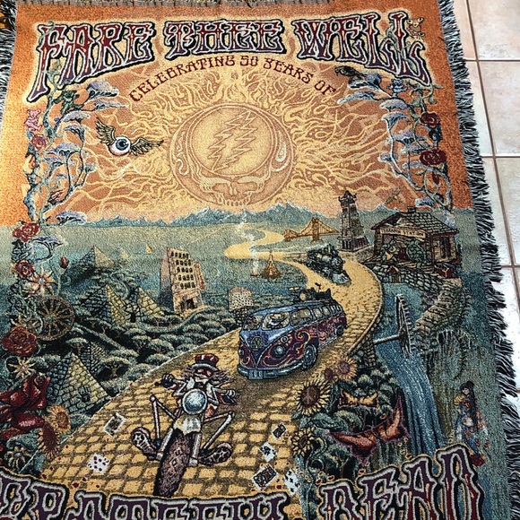 Grateful Dead Fare Thee Well Tapestry Blanket 50 years washed but never used